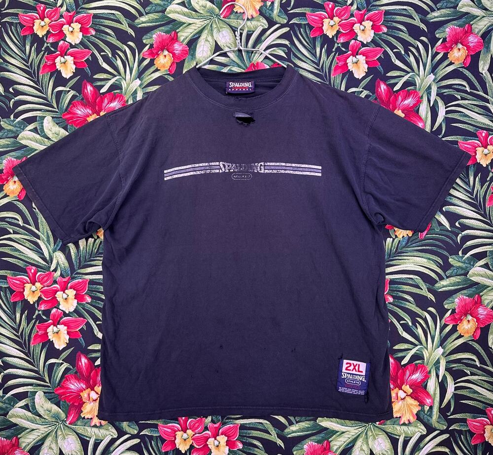Vintage Spalding Athletic Apparel Black Tshirt Size 2XL